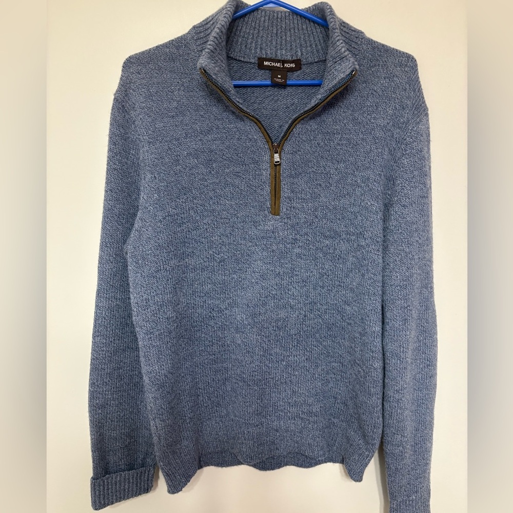 NWOT Michael Kors Blue Zip Up Sweater